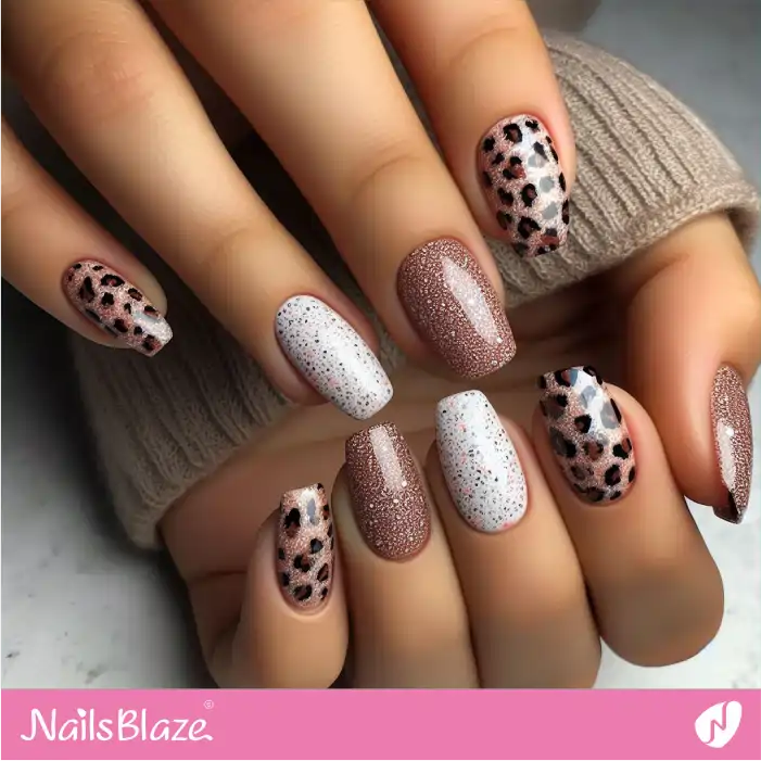 Leopard Print Shimmer Nails | Animal Print Nails - NB2511